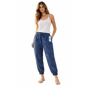 Orvis Lyocell Jogger Pants Blue Women XL Elastic Waist Drawstring Travel NWT